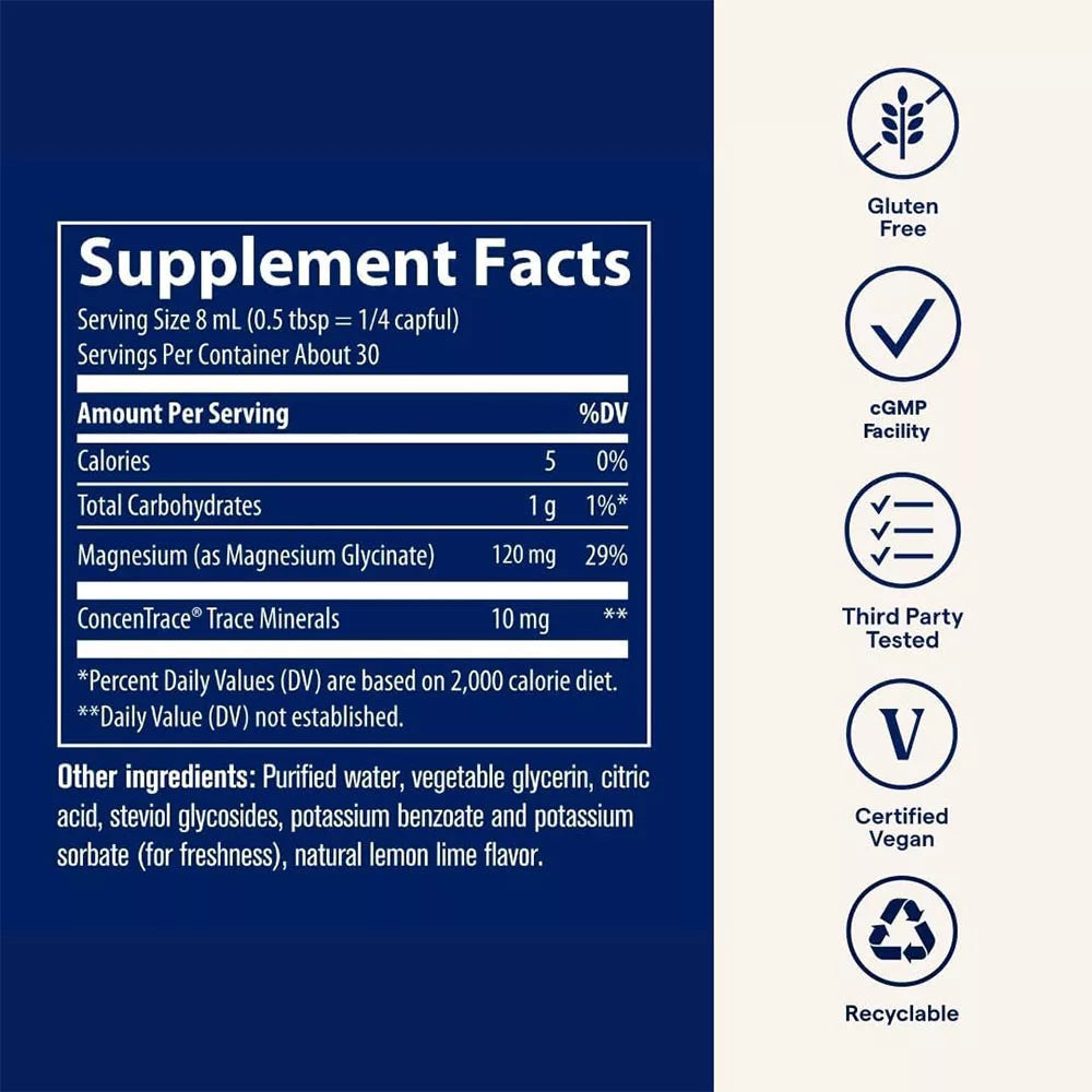 Trace Minerals Liquid Magnesium Glycinate (237 ml, Lemon Lime)