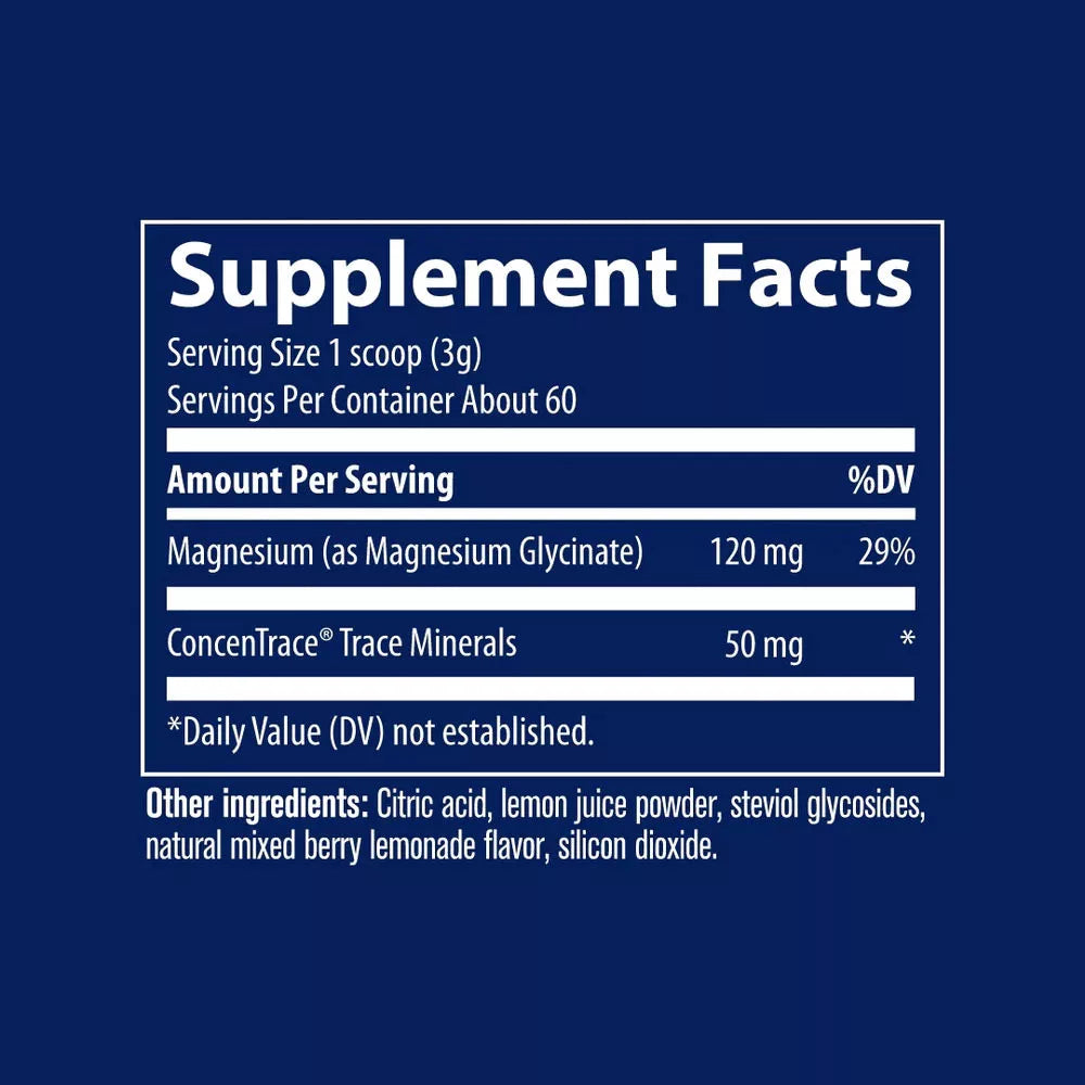 Trace Minerals Magnesium Glycinate (180 g, Mixed berry lemonade)