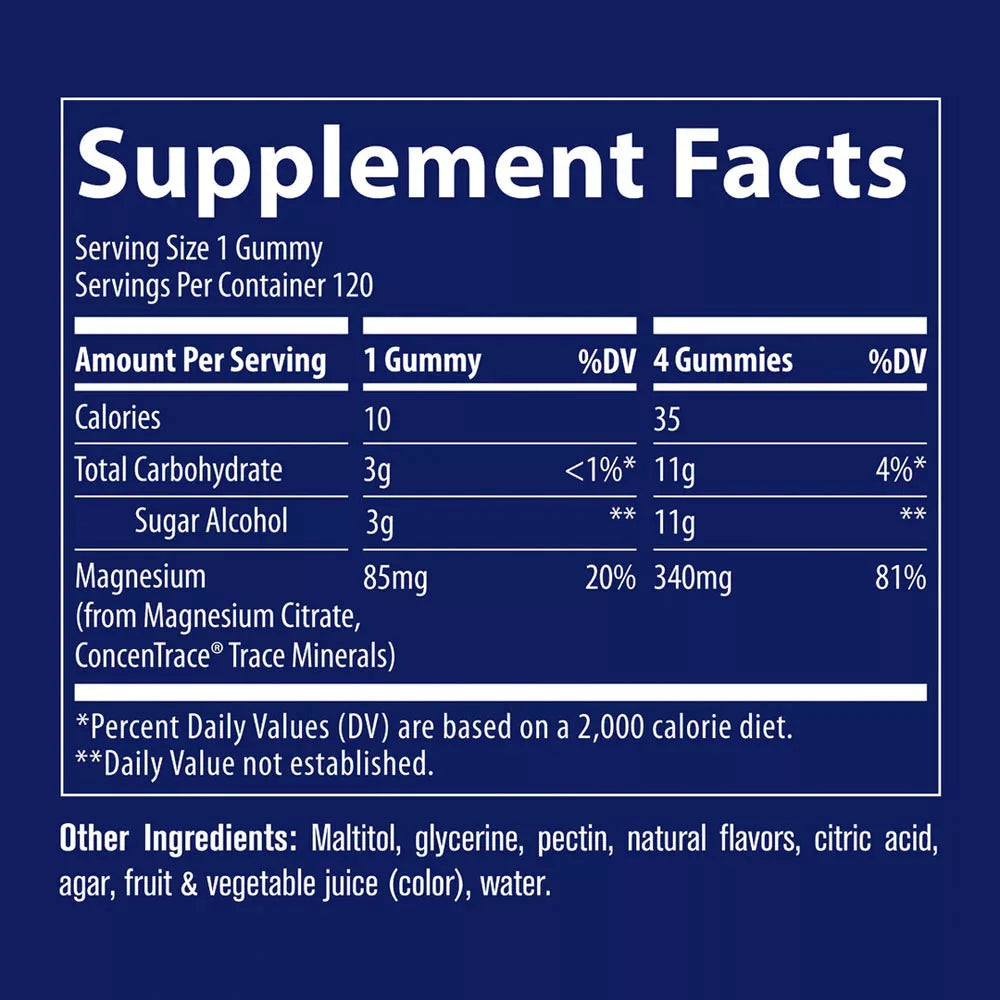 Trace Minerals Sugar Free Magnesium Gummies (120 gummies, Mixed Berry)