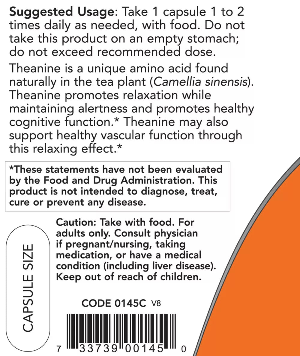 Now Foods Theanine 100MG (90 Veg Capsules)