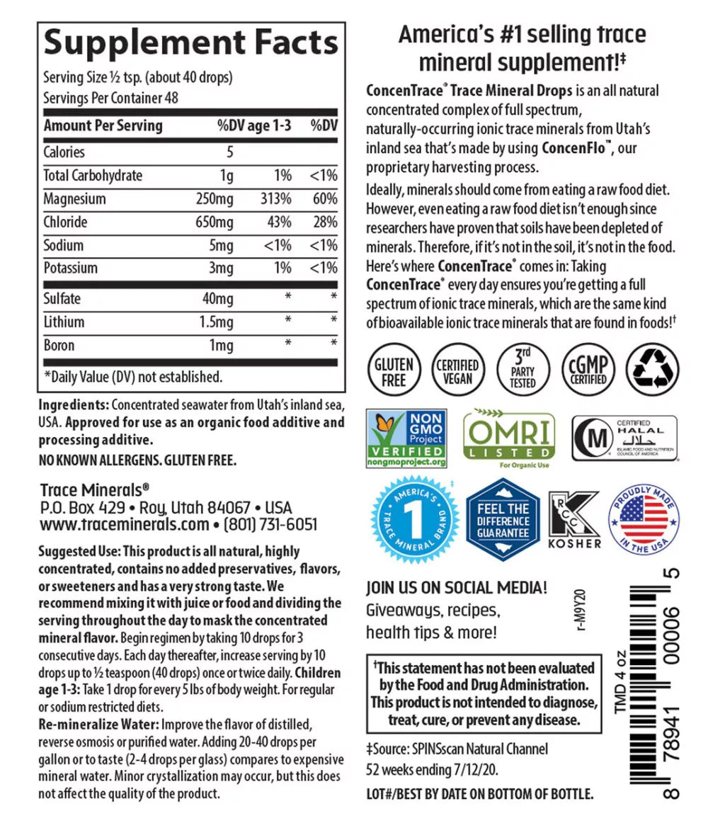 Trace Minerals ConcenTrace® Trace Mineral Drops (118 ml, Unflavored)