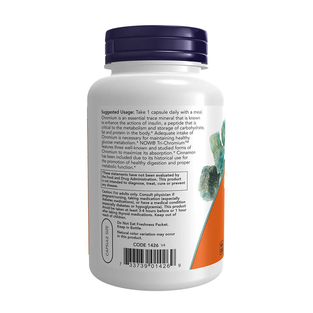 Now Foods Tri-Chromium™ 500 mcg with Cinnamon (180 Veg Capsules)