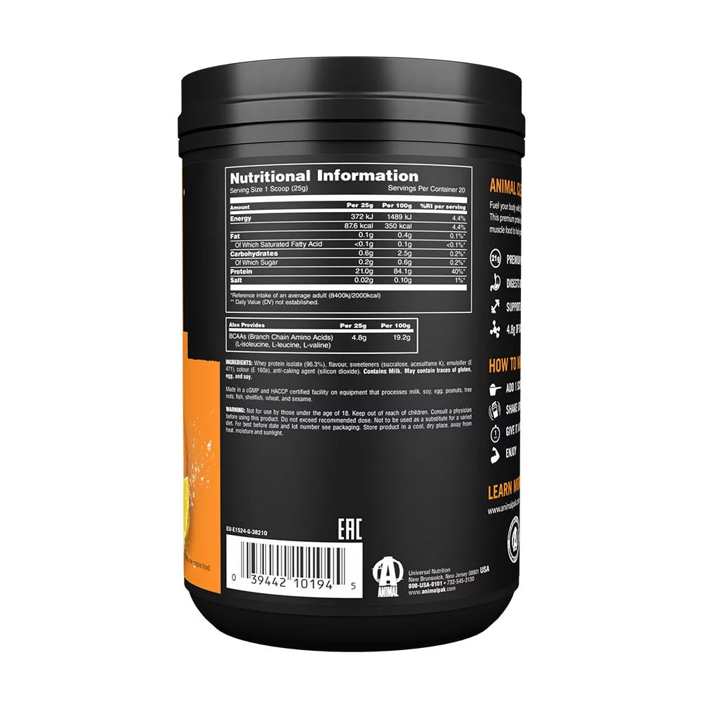 Universal Nutrition Animal Clear Whey Isolate (500 g, Orange Pineapple)