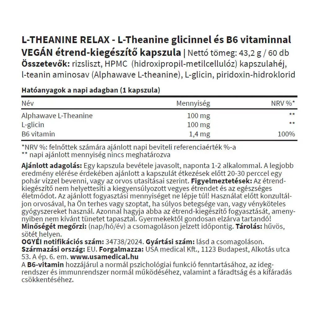 USA medical L-Theanine Relax (60 Capsules)