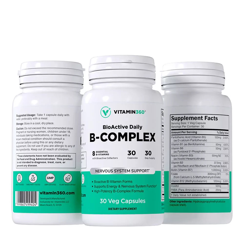 Vitamin360 BioActive Daily B-complex (30 Veg Capsules)