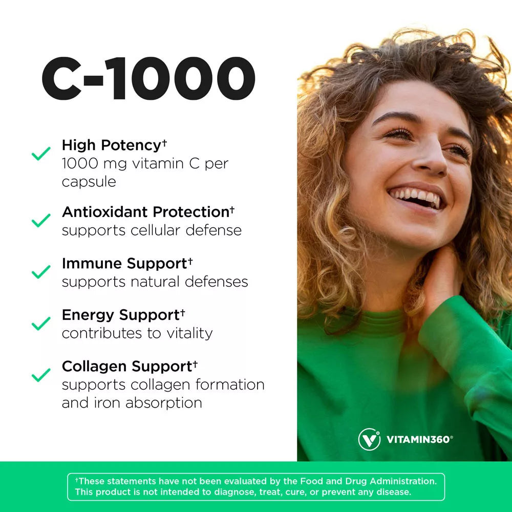 Vitamin360 C-1000 - Vitamin C 1,000 mg (30 Veg Capsules)