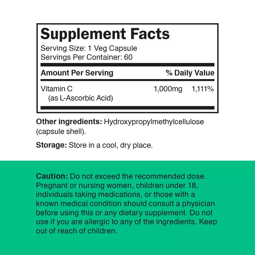 Vitamin360 C-1000 - Vitamin C 1,000 mg (60 Veg Capsules)