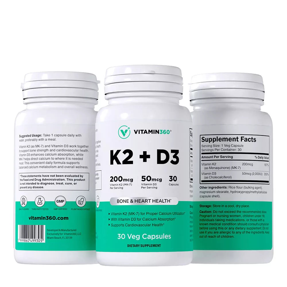 Vitamin360 K2+D3 (30 Veg Capsules)