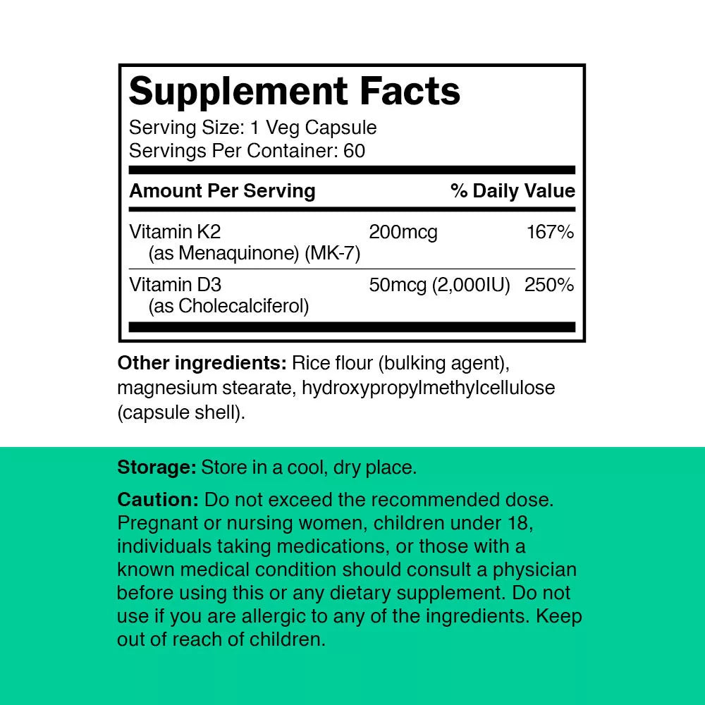 Vitamin360 K2+D3 (60 Veg Capsules)