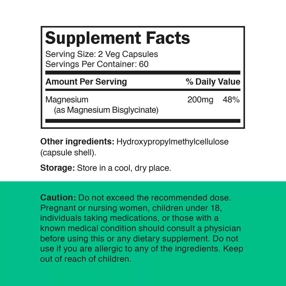 Vitamin360 Magnesium Bisglycinate 200 mg (120 Veg Capsules)