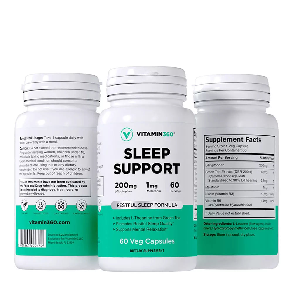 Vitamin360 Sleep Support with Melatonin (60 Veg Capsules)
