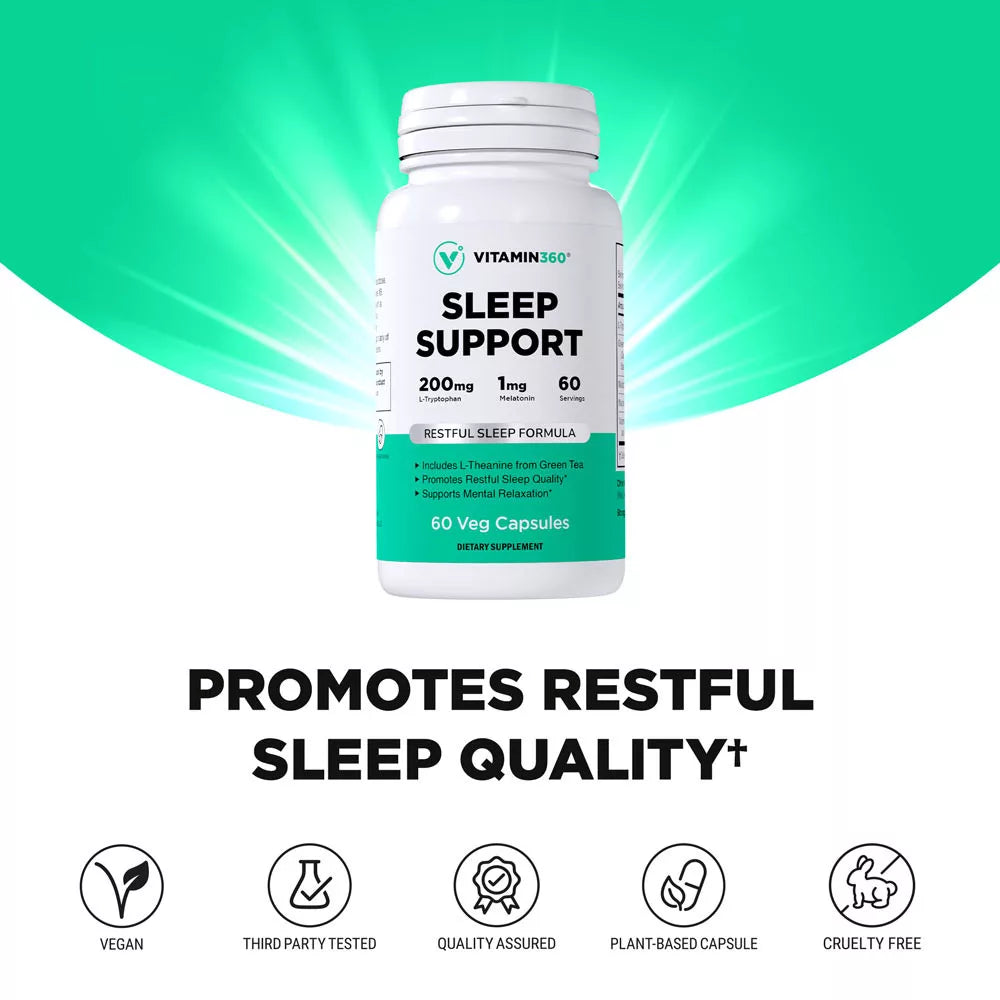 Vitamin360 Sleep Support with Melatonin (60 Veg Capsules)