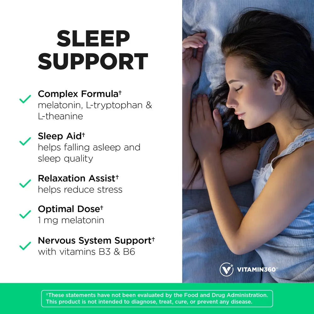 Vitamin360 Sleep Support with Melatonin (60 Veg Capsules)