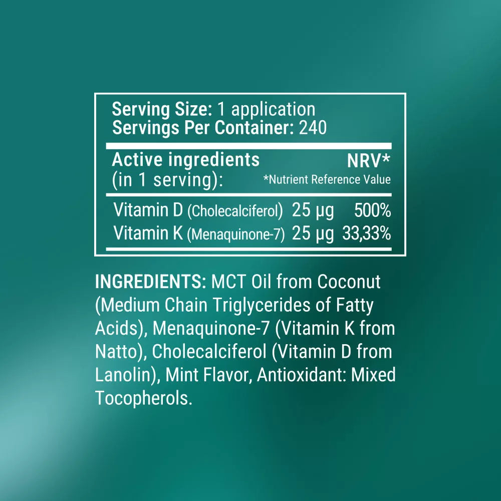 Vitamin360 D3 + K2 Oral Spray (30 ml, Mint Flavor)