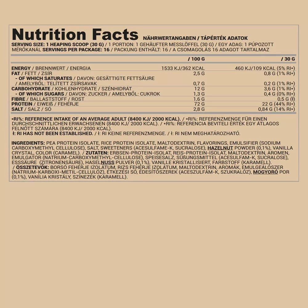 Nutriversum Pea & Rice Vegan Protein - VEGAN - NEW (500 g, Hazelnut)