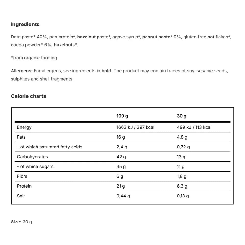 Vilgain Bio Energy Ball (30 g, Cocoa with Peanuts)