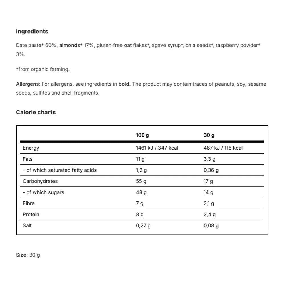 Vilgain Bio Energy Ball (30 g, Almond with Raspberry)