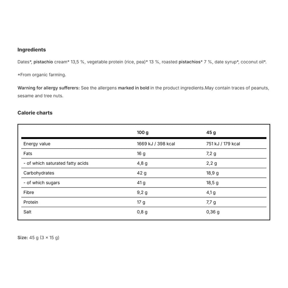 Vilgain Plant Protein Energy Balls BIO Pistachios (45 g)