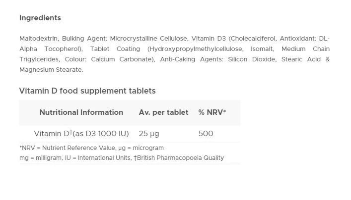 Vitabiotics Ultra Vitamin D 1000 IU (96 tablets)