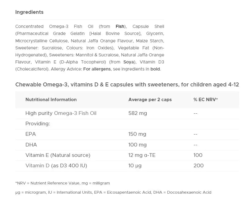 Vitabiotics Wellkid Omega-3 Chewable (60 Capsules, Orange)
