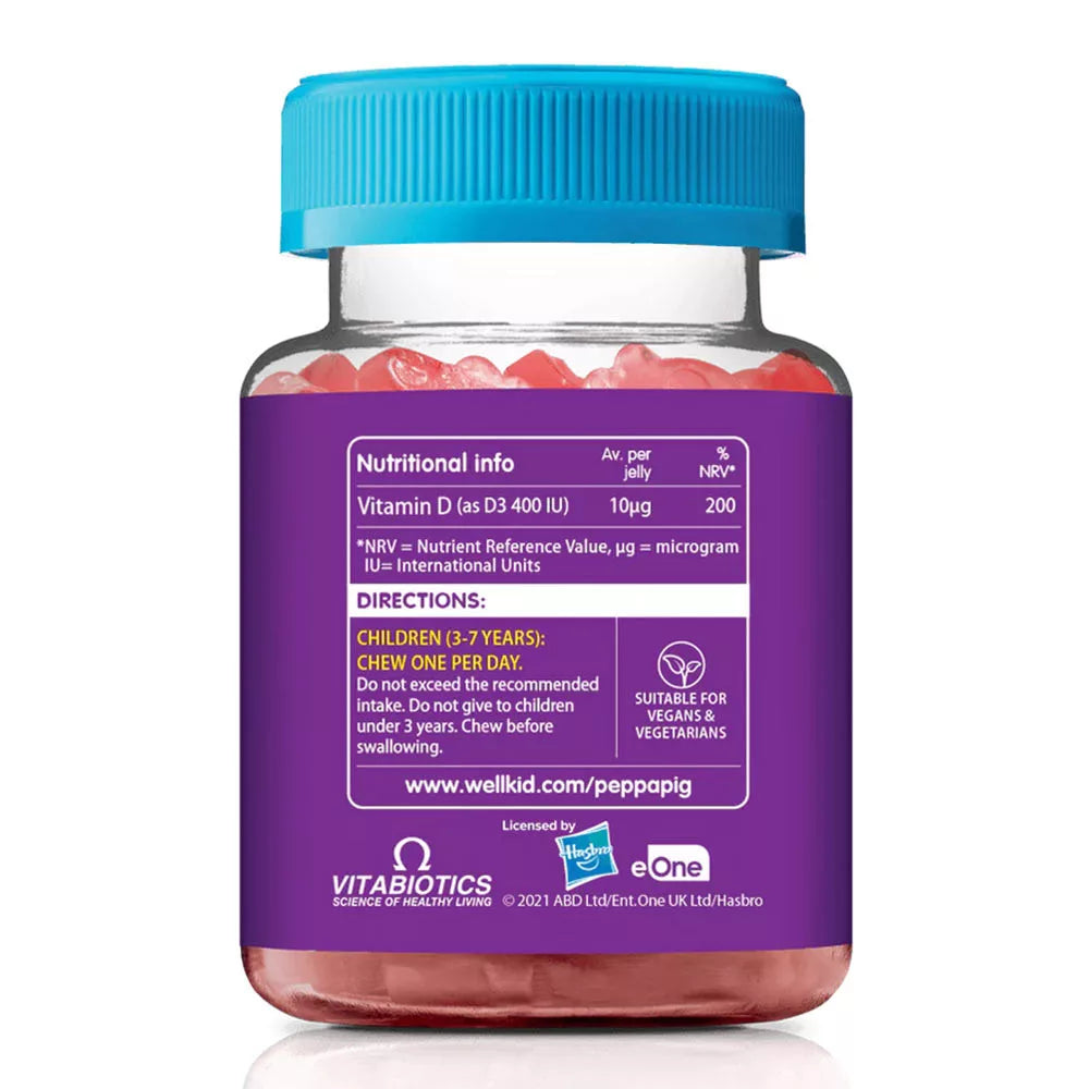 Vitabiotics Wellkid Peppa Pig Vitamin D 400 IU (30 Gummies, Strawberry Pouch)