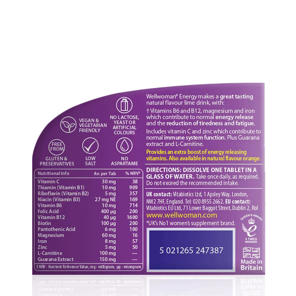 Vitabiotics Wellwoman Energy (10 Effervescent Tablets, Lime)