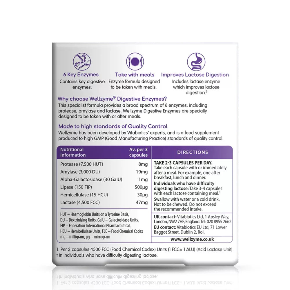 Vitabiotics Wellzyme Digestive Enzymes (60 Capsules)