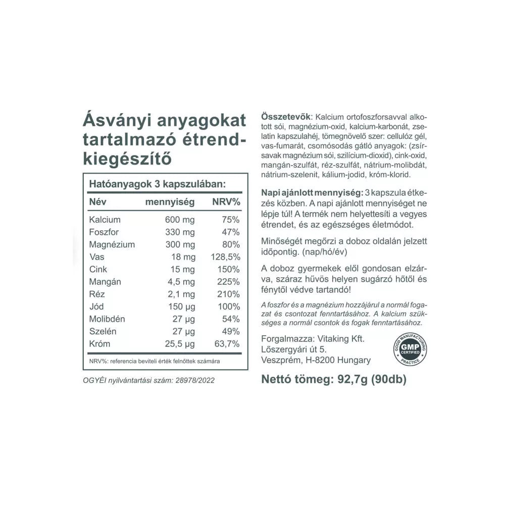 Vitaking Easy Mineral Ásványi Anyag Kapszula (90 Capsules)