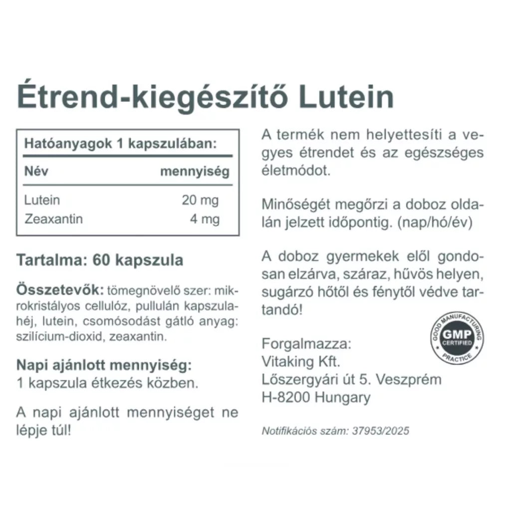 Vitaking Lutein 20 mg + 4 mg Zeaxantin (120 Capsules)
