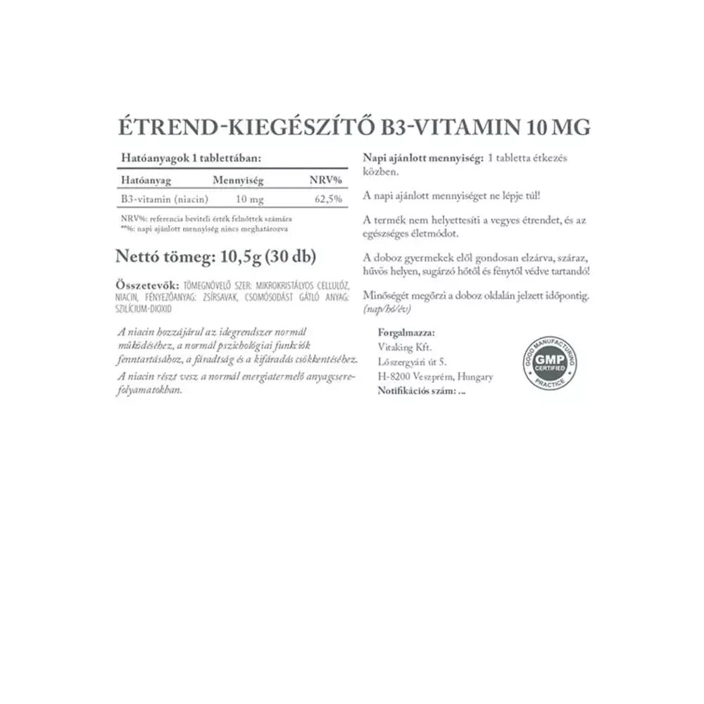 Vitaking Niacin B-3 10 mg (30 Tablets)