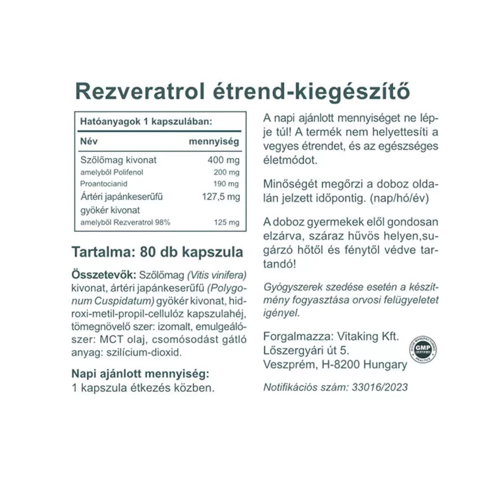 Vitaking Resveratrol Extra 125 mg (80 Capsules)
