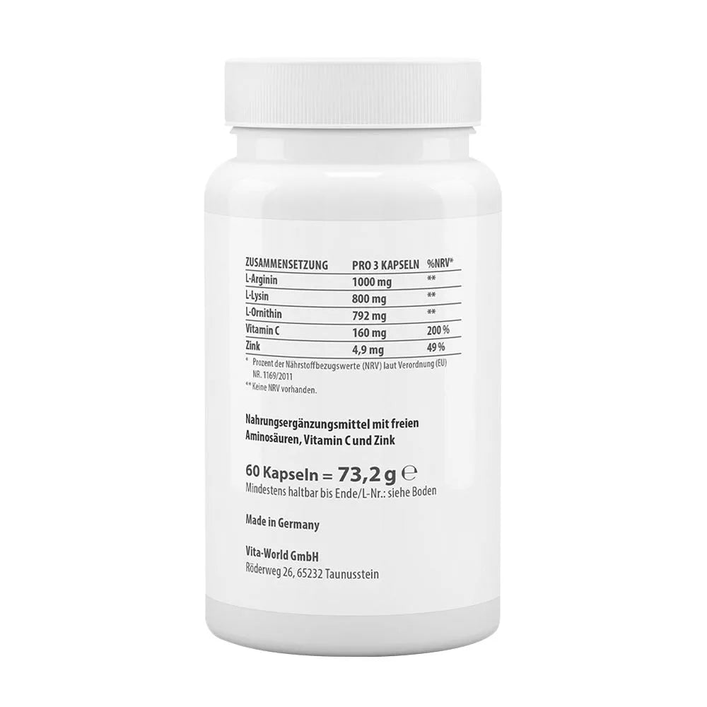 Vitaworld Arginine-Ornithine-Lysine + C + Zinc (60 Caps)