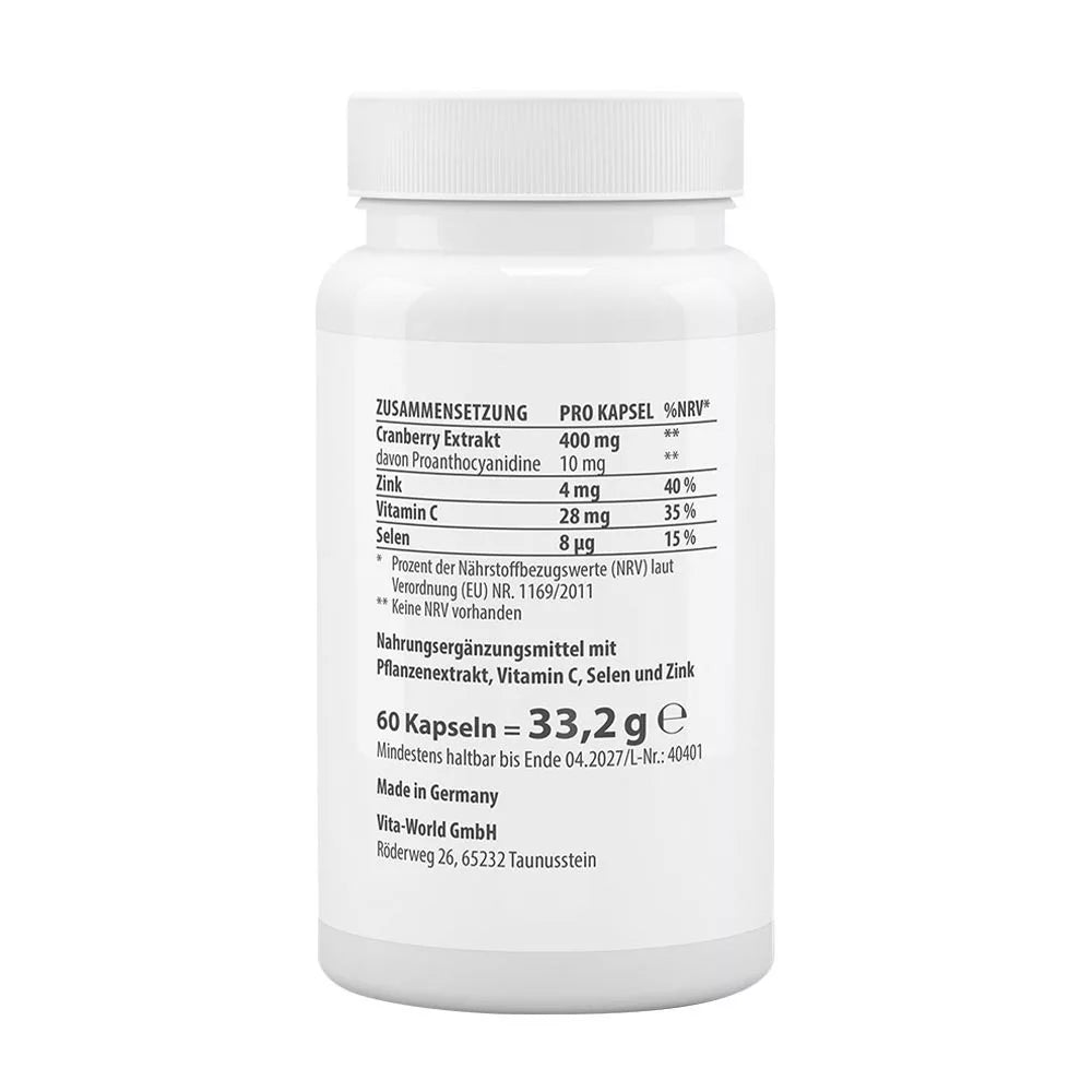 Vitaworld Cranberry Vit C + Selenium + Zinc (60 Capsules)