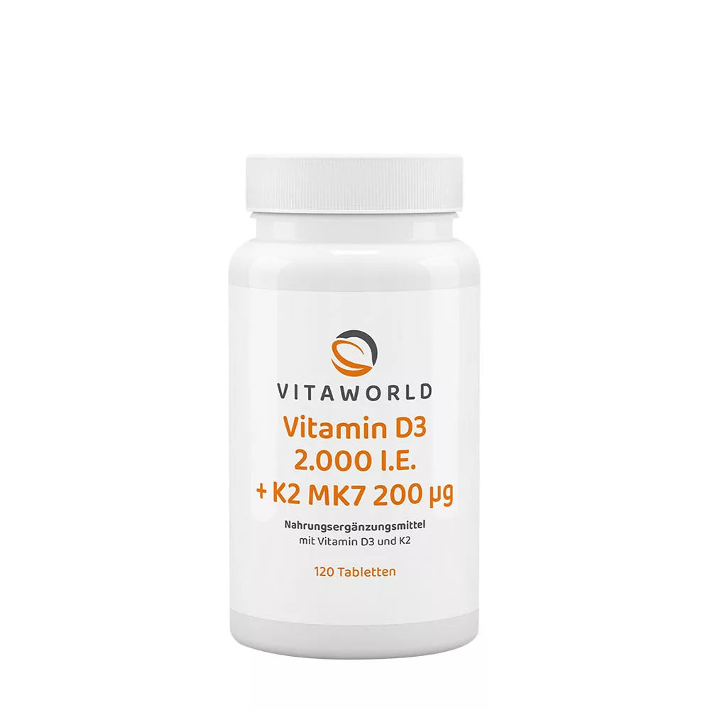 Vitaworld Vitamin D3 2000 IU + K2 MK7 200 mcg (120 Tablets)