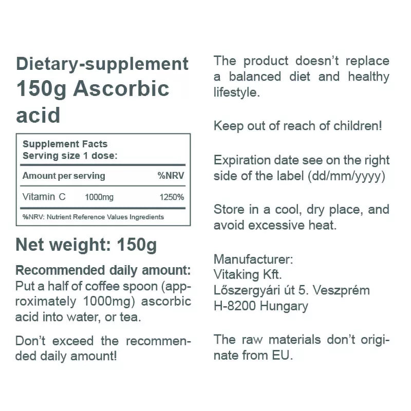 Vitaking Ascorbic Acid Powder (Vitamin C) (160 g)
