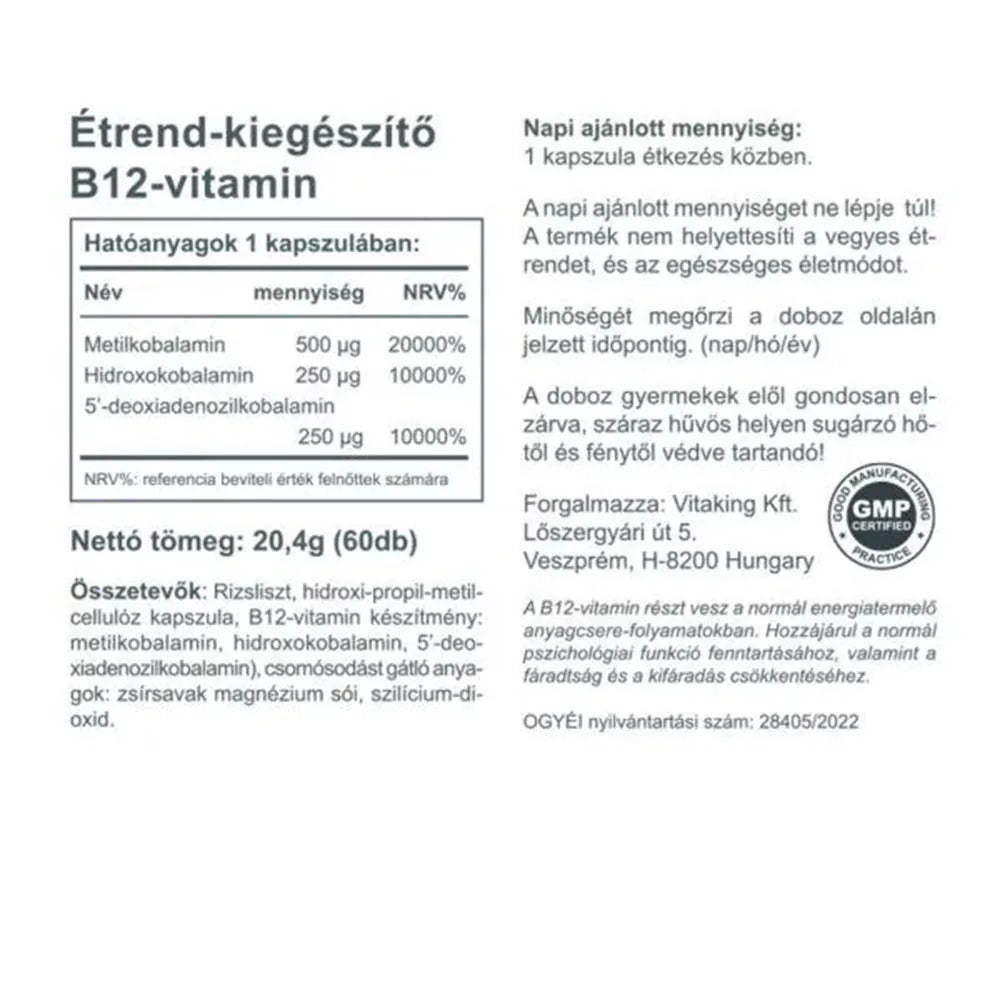 Vitaking B-12 Vitamin Vege (60 Veg Capsules)