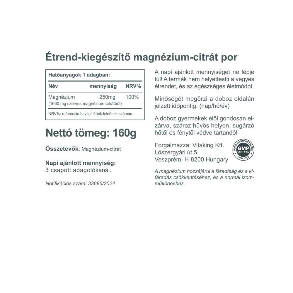 Vitaking Magnesium Citrate Powder (160 g)