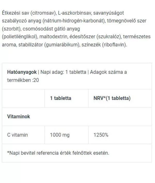 BioTechUSA Vitamin C effervescent tablets (20 Effervescent Tablets)