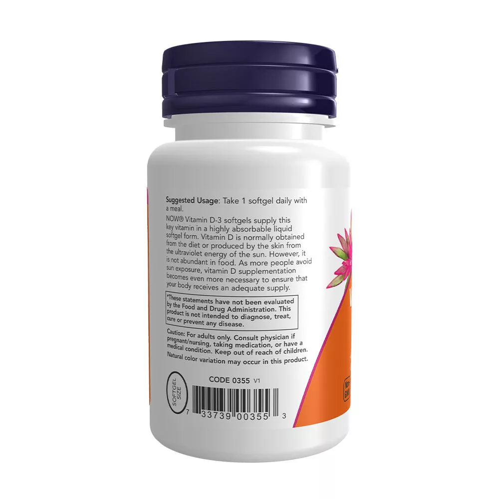 Now Foods Vitamin D-3 2000 IU (30 Softgels)
