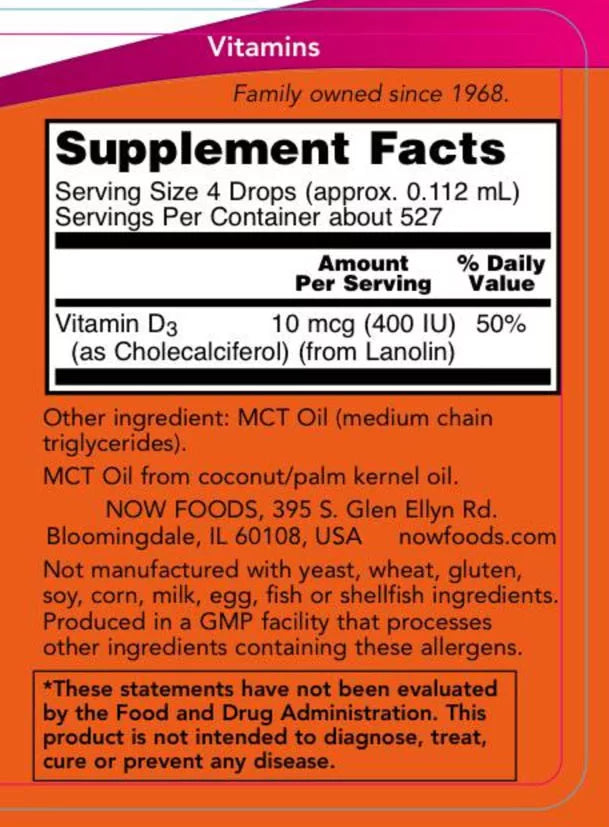 Now Foods Vitamin D-3 Liquid (59 ml)