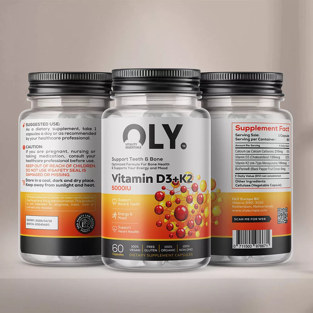 Oly Vitamin D3+K2 5000 IU (60 Capsules)