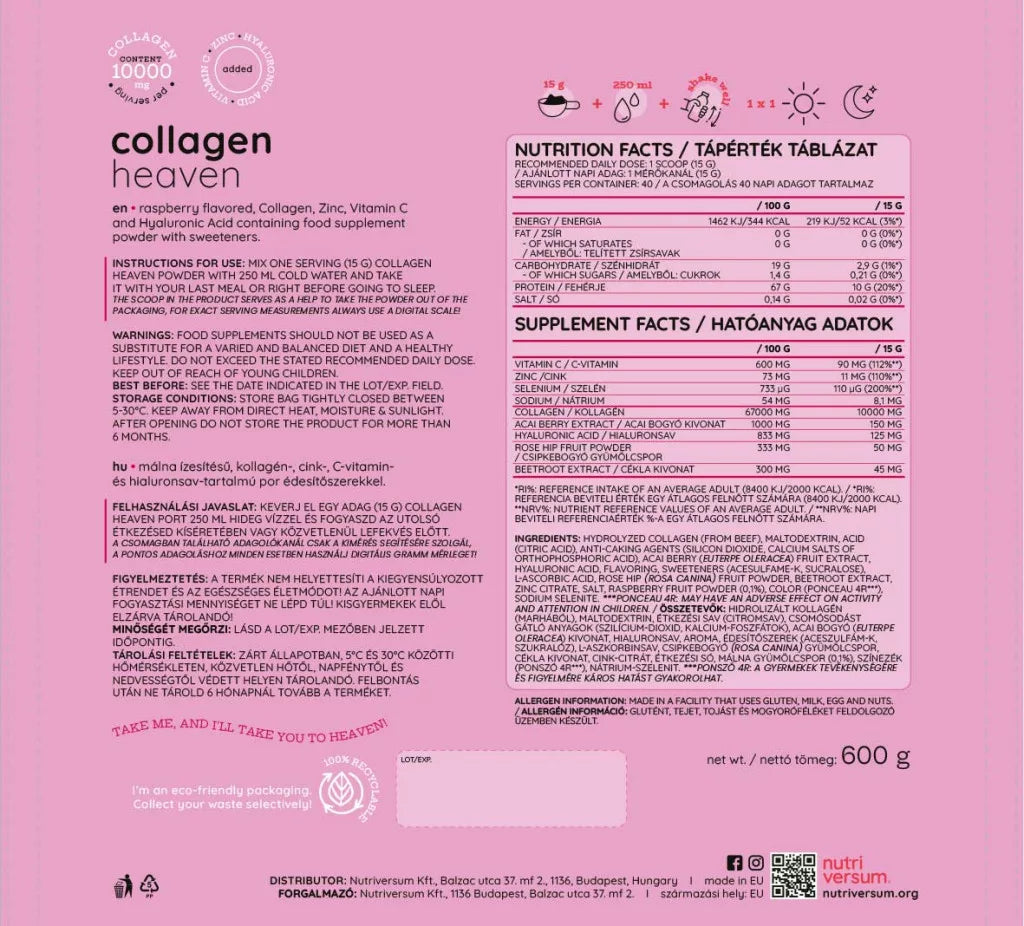 Nutriversum Collagen Heaven (600 g, Raspberry)