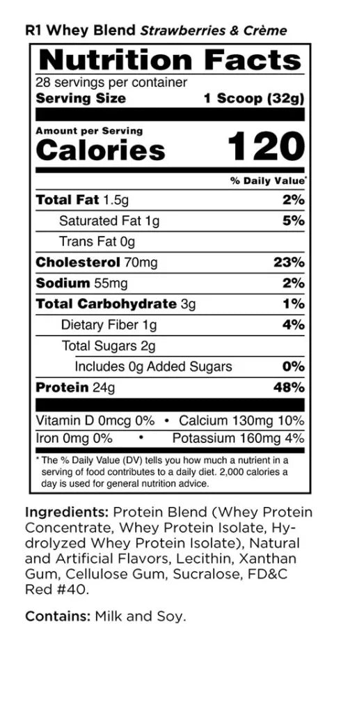 Rule1 Whey Protein (2176 g, Strawberries and Cream)