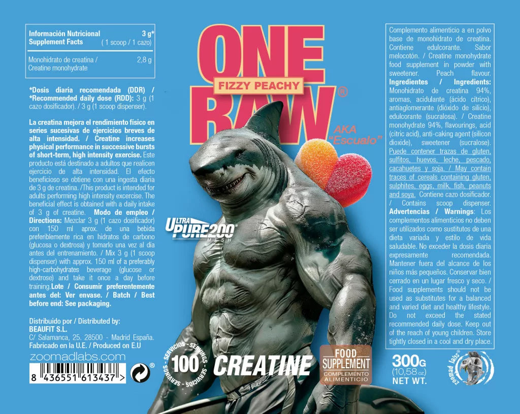 Zoomad Labs One Raw® Creatine (300 g, Fizzy Peachy)