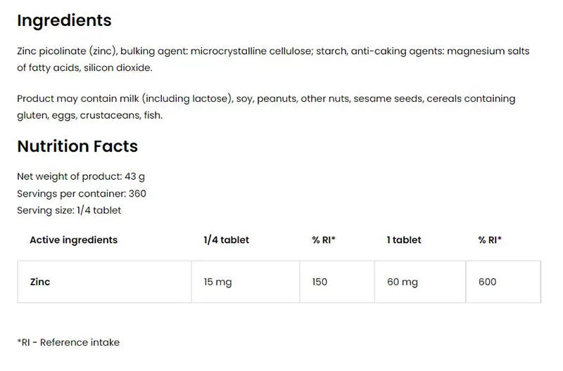 OstroVit Zinc 60.000 (90 Tablets)