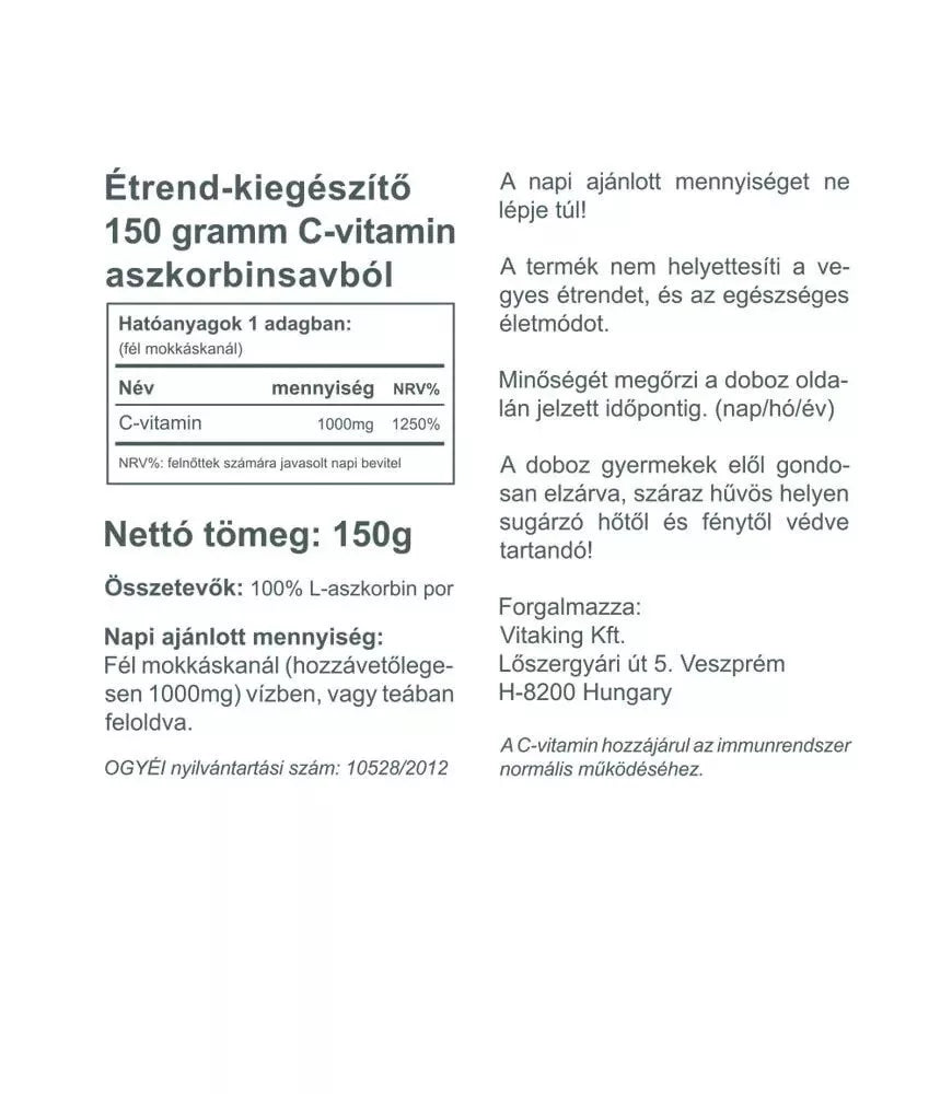 Vitaking Ascorbic Acid Powder (Vitamin C) (160 g)