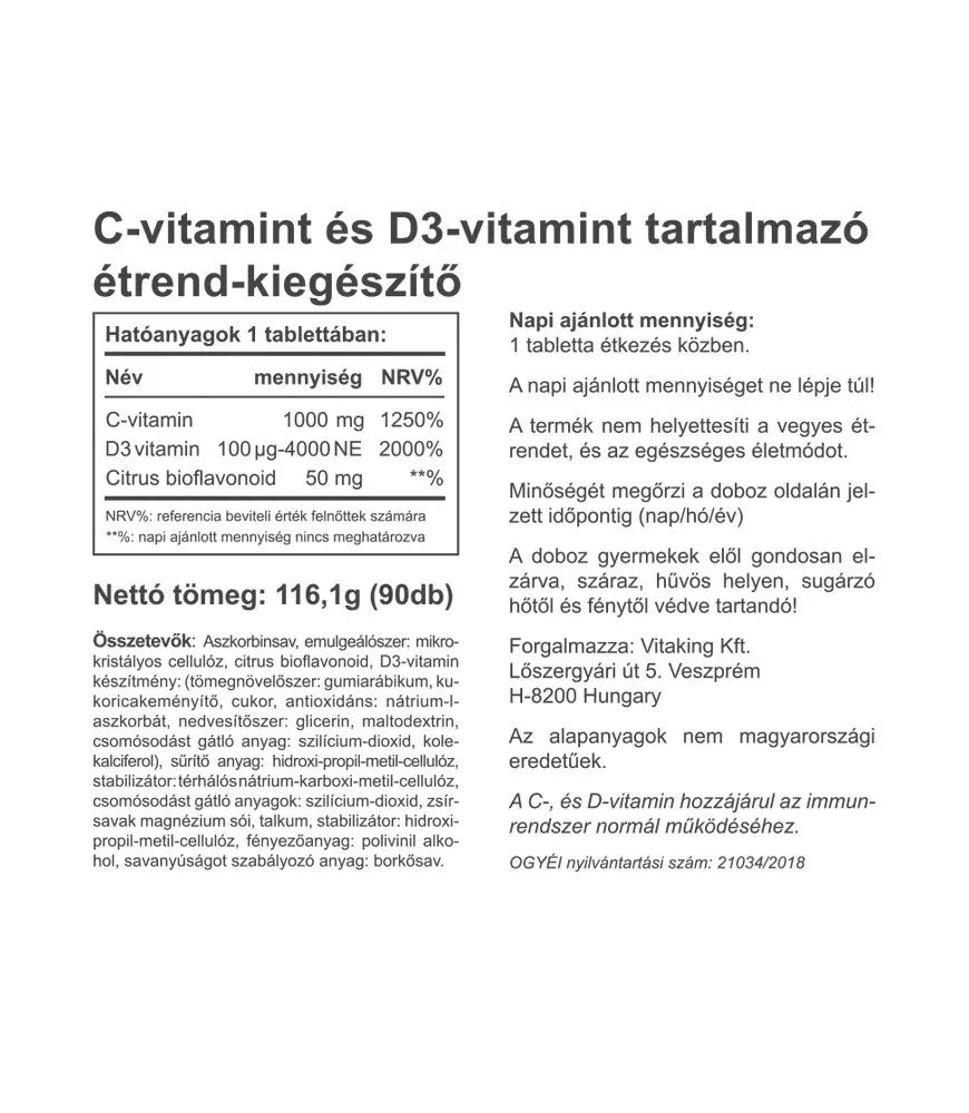 Vitaking Vitamin C-1000 + D-4000 (90 Tablets)