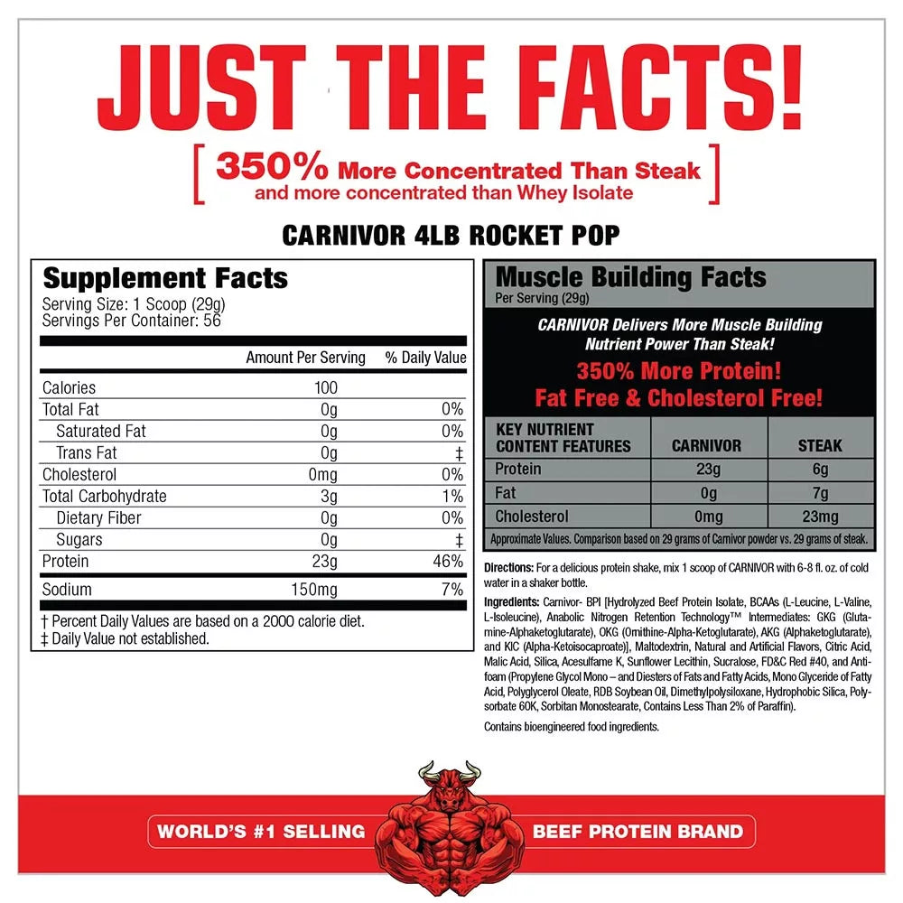 MuscleMeds Carnivor™ 100% Beef Protein (1624 g, Rocket Pop)