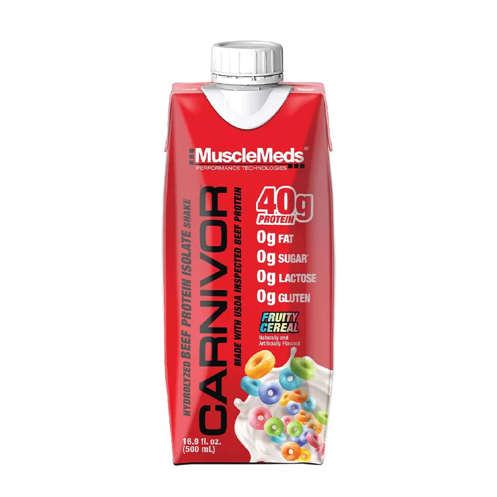 MuscleMeds Carnivor RTD Beef Protein Shake (12 pack, Fruity Cereal)