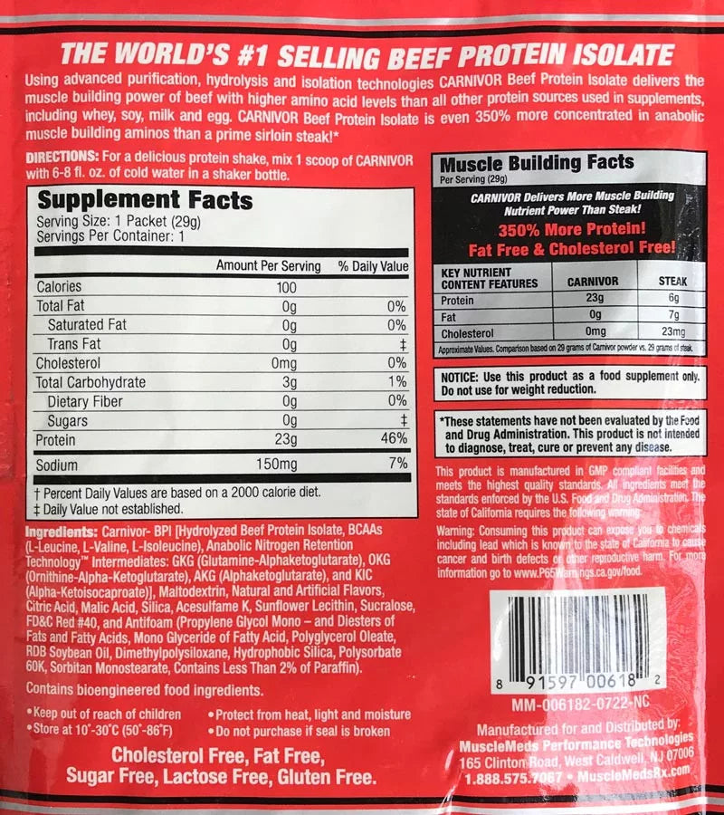 MuscleMeds Carnivor Sample (29 g, Rocket Pop)